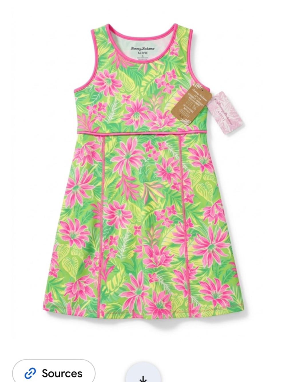 Tommy Bahama Girls Teal Dress with Pink Floral Print